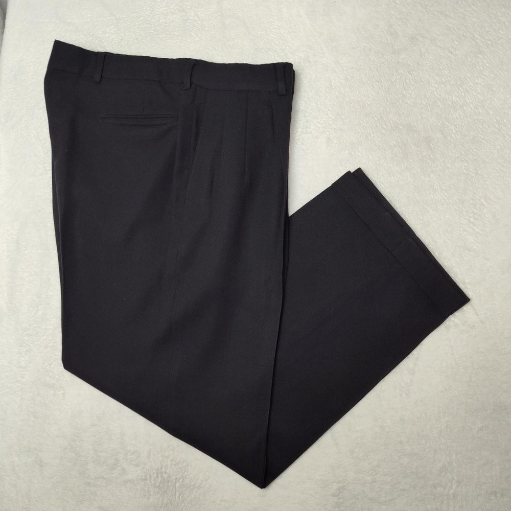 Givenchy Dress Pants Mens 35x28 Black Pleated Cuffed Straight‎ Classic Formal